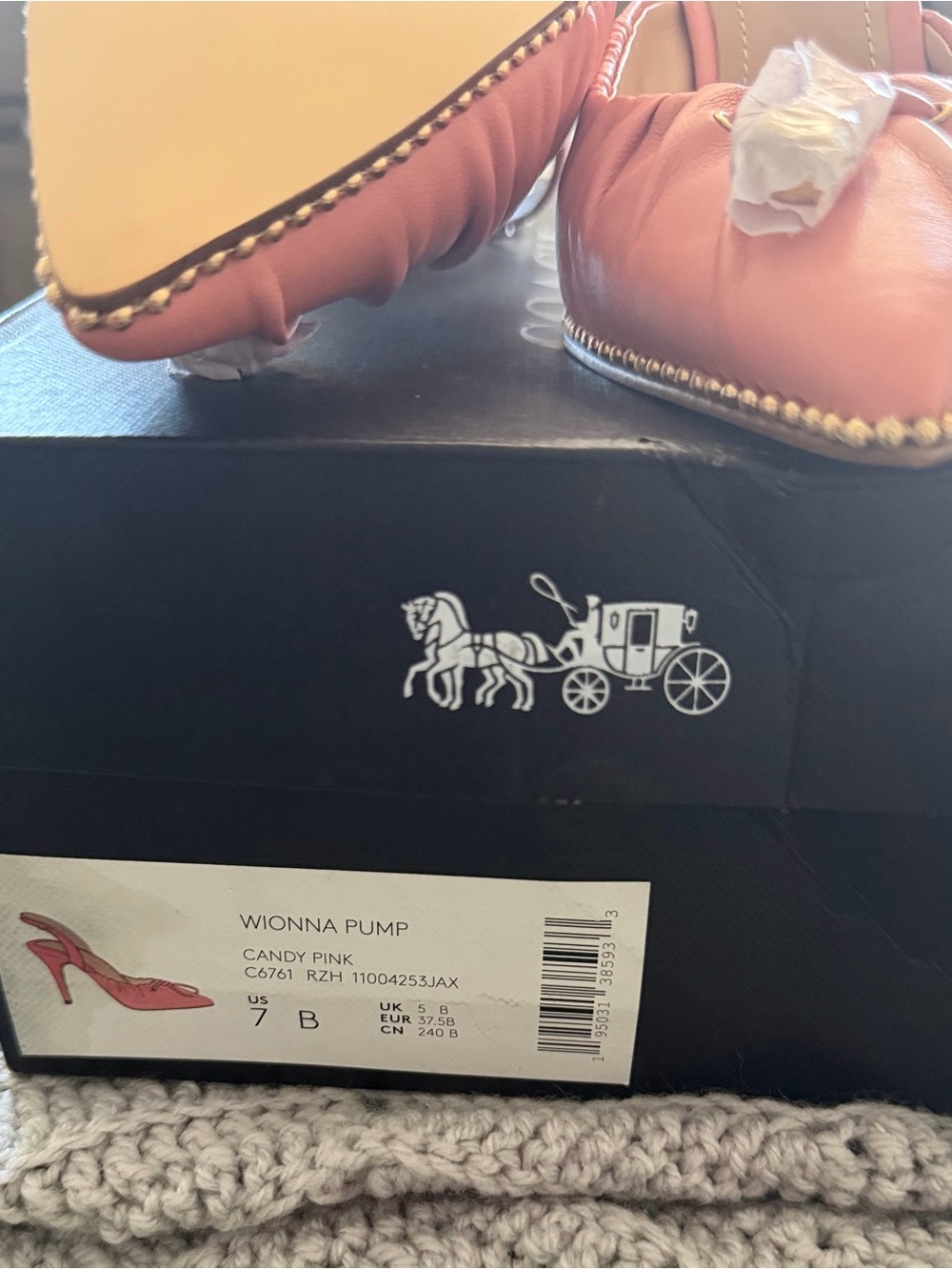 Coach Pink Ruched Pointed Slingback Flats with Stud Trim - Picture 7 of 8